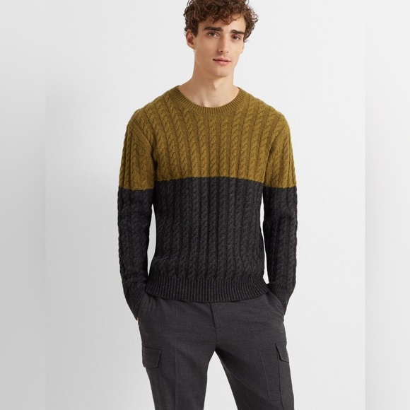 Club Monaco Unisex Modern Cable Crew Knit Long Sleeve Sweater Size S​